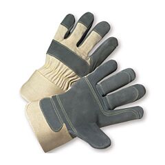 West Chester 500Dp-Aa/Xl Premium Grade Split Cowhide Leather Double Palm Plus With Canvas Back, Rubberized Safety Cuff, Natural, Size X-Large