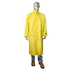 Radians Rc15-Nsyv-3X Rain 48" Coat, 28Mm Pvc/Poly/Pvc, Self Extinguishing Pvc Se D6413 Tested, Etp Collar, Lower Front Pockets, Back Slit Snap Closure Yellow, Size 3X-Large