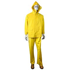 Radians Rs01-Nsyv-Xl Rain Jacket 35Mm Pvc/Poly, Detachable Hood, Fold Down Collar, Snap Front Closure, Vented Back Cape, Bib Style Overall Yellow, Size X-Large