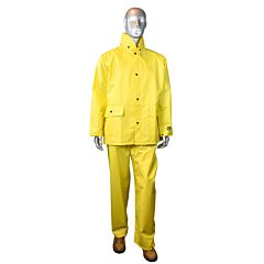 Radians Rs15-Nsyv-2X Rain Jacket, Bib And Hood, 28Mm Pvc/Poly/Pvc, Self Extinguishing Pvc Se D6413 Tested Yellow, Size 2X-Large