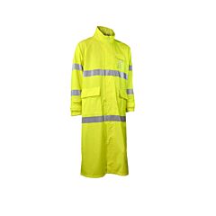 Radians Rw07C-3Zgv-5X 35Mm Pvc/Poly, Type R Class 3, Se D6413 Tested, 48" Length Raincoat, Back Slit & Snap Closure Hi-Vis Green, Size 5X-Large