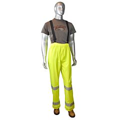 Radians Rw25P-Ezgv-2X Rain Pants 20Mm Pvc/Nylon, Class E, Detachable Suspenders On Waist, Pass Through Side Pocket Access Hi-Vis Green, Size 2X-Large