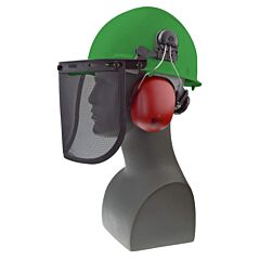 Radians 300-Grvm Ratchet Loggers Combo Ratchet Suspension W/Muff & Mesh Visor, Green