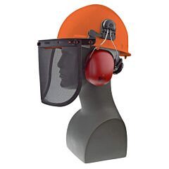 Radians 300-Orvm Ratchet Loggers Combo Ratchet Suspension W/Muff & Mesh Visor, Orange