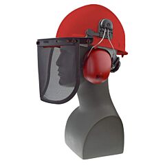 Radians 300-Rrvm Ratchet Loggers Combo Ratchet Suspension W/Muff & Mesh Visor, Red