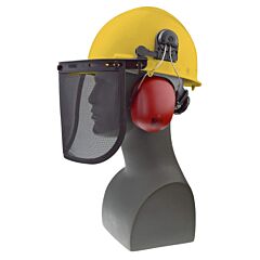 Radians 300-Yrvm Ratchet Loggers Combo Ratchet Suspension W/Muff & Mesh Visor, Yellow