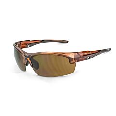 Radians 40117 Polarized Safety Glasses Dual Mold Rubber Temples For All Day Comfort, Crystal Brown Frame, Hd Brown Lens
