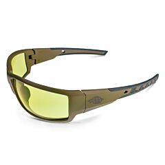 Radians 41285 Safety Glasses Dual Mold Rubber Temples For All Day Comfort, Tan Sde Frame, Hd Yellow Lens