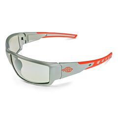 Radians 412215 Safety Glasses Dual Mold Rubber Temples For All Day Comfort, Silver Frame, Indoor/Outdoor Lens