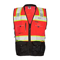 Kishigo S5702 Premium Black Series Surveyors Vest, Fluorescent Red, Size 4X-Large