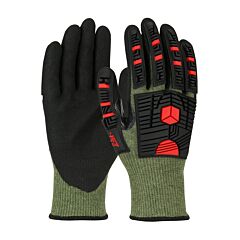 Pip 16-Mp935/L G-Tek Polykor Impact, 13G Green W/L1 Tpr, Black Neofoam Ms Grip, Cut Level A9, Size Large