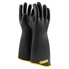 Novax 151-2-18/9 Class 2 Rubber Insulating Glove With Contour Cuff, 18" Length, Black, Size 9