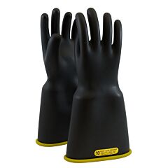 Novax 154-2-18/12 Class 2 Rubber Insulating Glove With Bell Cuff, 18" Length, Black, Size 12