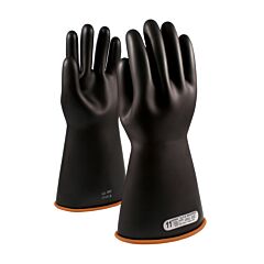 Novax 155-1-16/8 Class 1 Rubber Insulating Glove With Straight Cuff, 16" Length, Black, Size 8