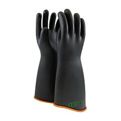 Novax 158-3-18/8 Class 3 Rubber Insulating Glove With Contour Cuff, 18" Length, Black, Size 8