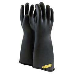 Novax 163-2-18/8 Class 2 Rubber Insulating Glove With Contour Cuff, 18" Length, Black, Size 8