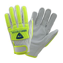 West Chester 9916/L Premium Goatskin Driver'S Gloves, Cut Liner, Hi-Vis Tpr, Size Large