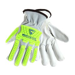 West Chester 997Kbc/Xl Premium Cowhide Palm Gloves, Split Back, Hi-Vis Tpr, Astm F1930, Size X-Large