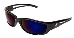 Edge Sk-Xl118 Kazbek Xl Safety Glasses, Black Frame With Blue Mirror Lens