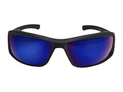 Edge Xb138 Brazeau Safety Glasses, Black Frame With Blue Mirror Lens
