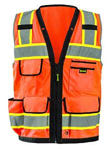 Occunomix Lux-Hds2T-O4X Heavy Duty Surveyor Vest, Class 2, Type R, Orange, Size 4X-Large