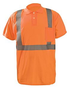 Occunomix Lux-Sspp2B-Os Cooling Birdseye Polo Short Sleeve T-Shirt, Class 2, Orange, Size Small