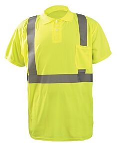 Occunomix Lux-Sspp2B-Y2X Cooling Birdseye Polo Short Sleeve T-Shirt, Class 2, Yellow, Size 2X-Large