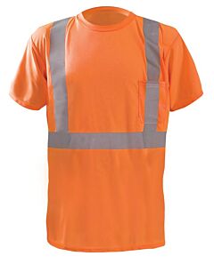 Occunomix Lux-Sstp2Bx-Om Short Sleeve Wicking Birdseye X Back T-Shirt, Class 2, Orange, Size Medium