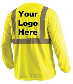 Custom Logo Long Sleeve T-Shirts, Ansi Class 2, 1 Color, 1 Position Logo, Pack Of 24 T-Shirts