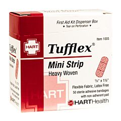 Hart Health 1005 Tufflex Heavy Woven Elastic Adhesive Bandage, Mini-Strip, 5/8" X 1 1/2", 50/Box