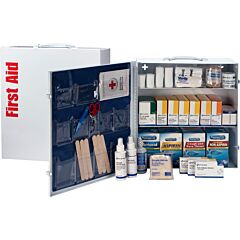 First Aid Only 247-O/P 3 Shelf Industrial Station, 1092 Piece, Metal Cabinet W/ 12 Pocket Vinyl Liner, Osha Compliant