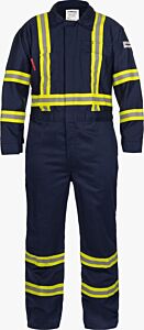 Lakeland C081Rt 9 Oz. Fr Cotton Coveralls With Reflective Trim, Navy, Size Large