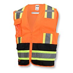 Radians Sv6B-2Zod-3X Two Tone Surveyor Type R Class 2 Solid Front Mesh Back Safety Vest, Orange / Black, Size 3X-Large