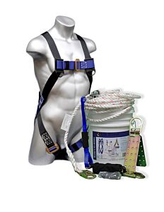 Elk River 05003 50' Cp Plus Roofer'S Kit, Rope Grab W 3' Zorber, Reusable Anchor, Harness, 1 D-Ring