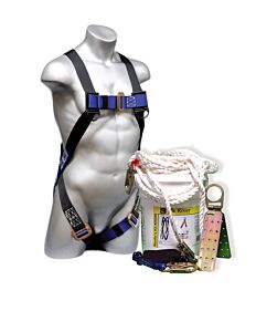 Elk River 05006 Promo 50' Cp Plus Roofer'S Kit, Rope Grab W 2' Zorber, Reusable Anchor No Fasteners, Harness, 1 D-Ring