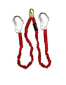 Elk River 35488 Flex-Nopac Ea Lanyard, 1-1/2" X 6', Twin Leg, Snap Hook, Al Rebar Hook