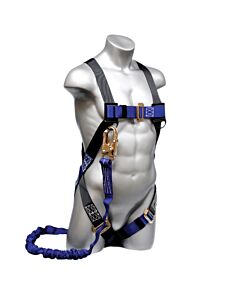 Elk River 48112 Cp Plus Full Body Harness Mating Buckle, 1 D-Ring, Attached 4' Nopac, Size Small To X-Large, Snaphook