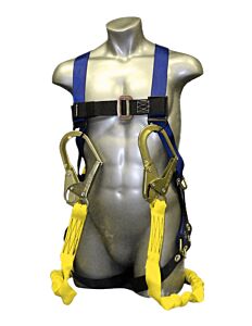 Elk River 48363 Cp Plus Full Body Harness Tongue Buckles, 3 D-Rings, Attached 6' Tl Nopac, Size Small To X-Large, Rebar