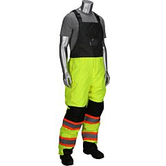 Pip 318-1780-Ly/2X Class E Rip Stop Insulated Bib Overall, Removable Bib, Two Tone Tape, Lime, Size 2X-Large