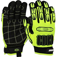 Pip 1Jm750Aw3X Boss Gloves, Hi-Viz Yellow, Syn Leather Palm, En 3 Cut, Tpr Impact, Adj Neoprene Wrist, Size 3X-Large