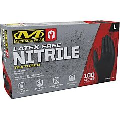 Mechanix Wear D13-05-010-100 5 Mil Nitrile Disposable Gloves, Black, Powde Free, Size Large, Box Of 100 Gloves