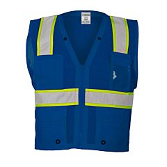 Kishigo B102 Multi Pocket Mesh Vest, Enhanced Visibility, Royal Blue/Lime, Size Large/X-Large