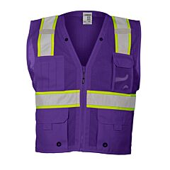 Kishigo B109 Multi Pocket Mesh Vest, Enhanced Visibility, Purple/Lime, Size 4X/5X-Large