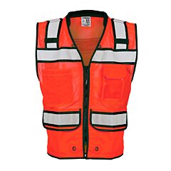 Kishigo S5704 Premium Class 2 Surveyors Vest With Zipper, Fluorescent Red, Size 4X-Large