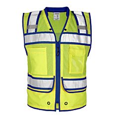 Kishigo S5042 Color Contrast Class 2 Surveyors Vest, Lime/Royal Blue, Size X-Large