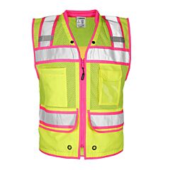 Kishigo S5046 Color Contrast Class 2 Surveyors Vest, Lime/Pink, Size 2X-Large