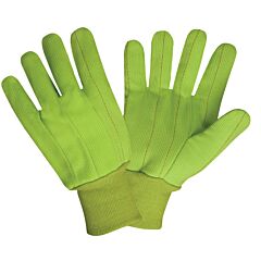 Cordova 2830Cd Gloves, Hi-Vis Yellow Double Palm, 100% Cotton Corded Canvas, Yellow Knit Wrist
