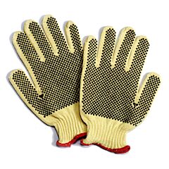 Cordova 3065Xs Gloves, Aramid/Cotton, Plaited Machine Knit, 7-Gauge, 2-Side Pvc Dots, Ansi Cut Level A3, Size X-Small