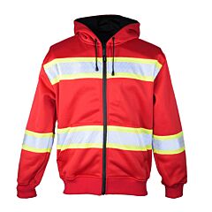 Kishigo B313 Heavyweight Hoodie, Class 1, Enhanced Visibility, Red/Lime, Size 3X-Large