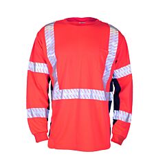 Kishigo 9710 Premium Black Series Long Sleeve Class 3 T-Shirt, Red/Black, Size 5X-Large